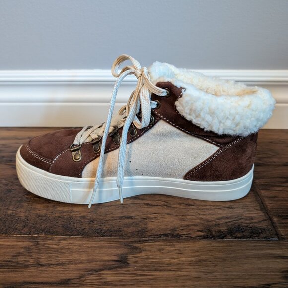 American Eagle Cozy Hiker High top suede sneakers boots brown size 9 - Picture 7 of 15